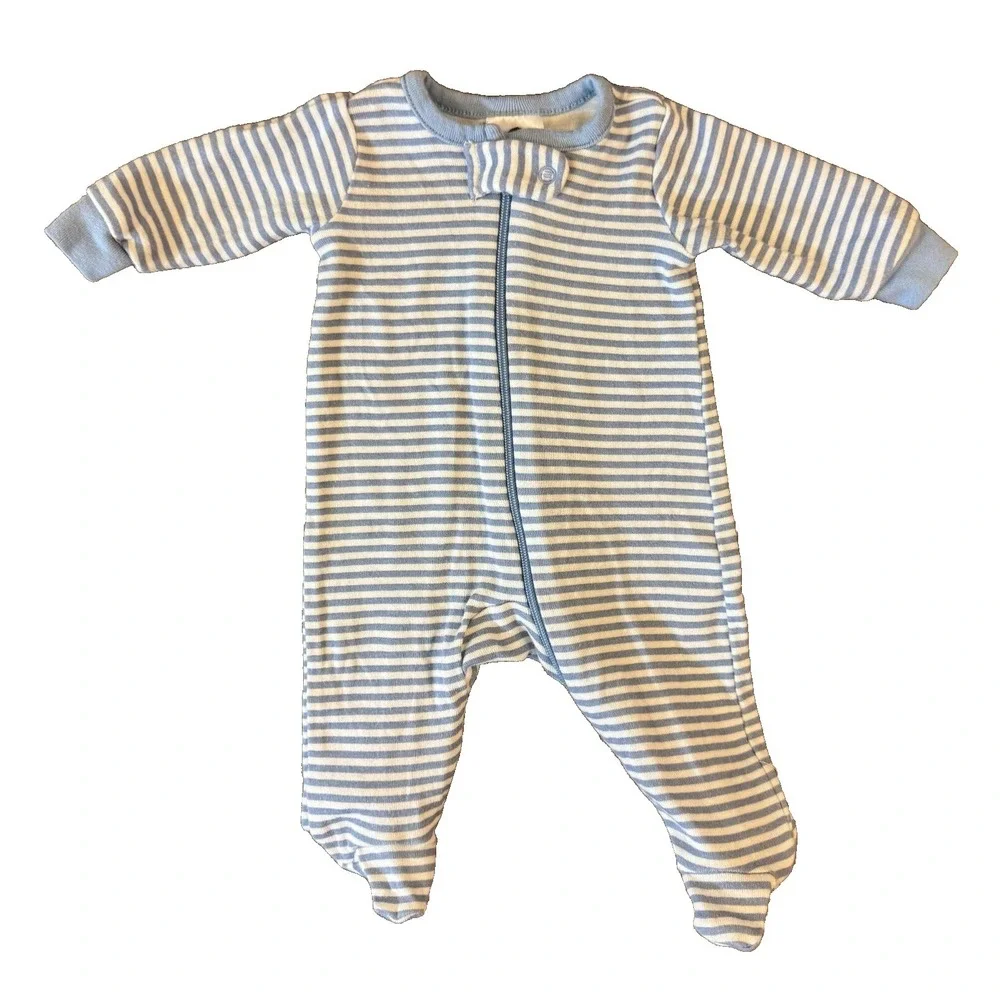 Gerber Preemie Baby Boy Sleeper Zipper Outfit Romper Pajamas Clothes Blue Stripe